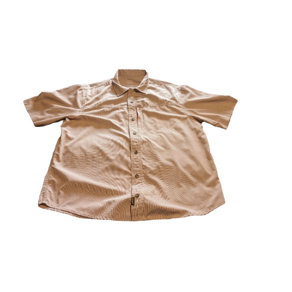 Cabela's Mens Wick Advantage Plaid Short Sleeve Button Shirt Size L Pink/Gray